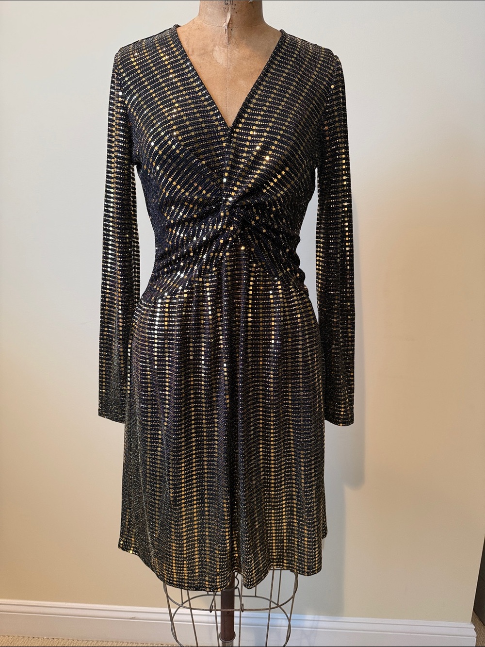 Michael Kors Black Dress with Gold Stripe Detail
